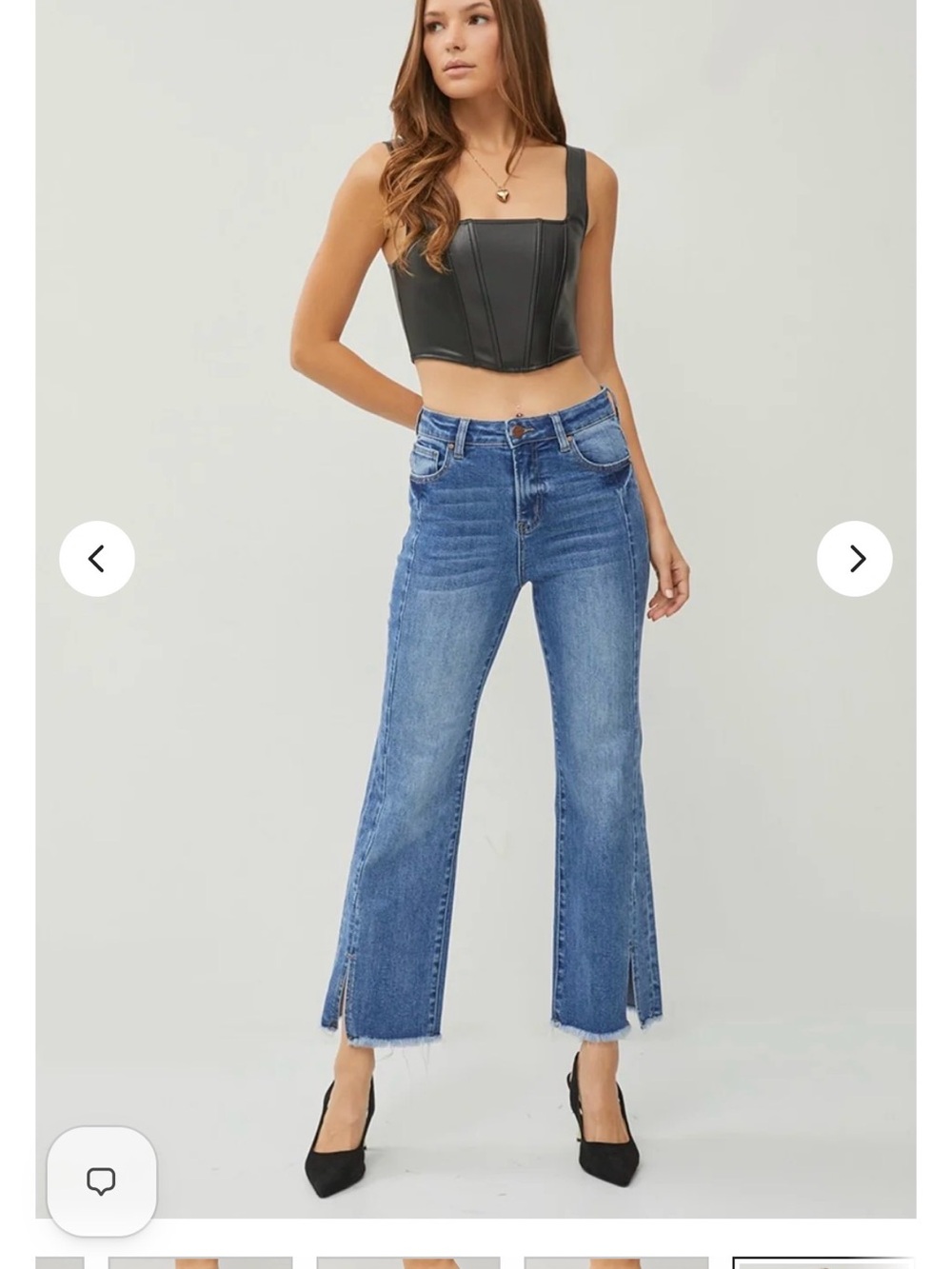 High-Rise Cropped Split-Hem Jeans in Medium Blue
